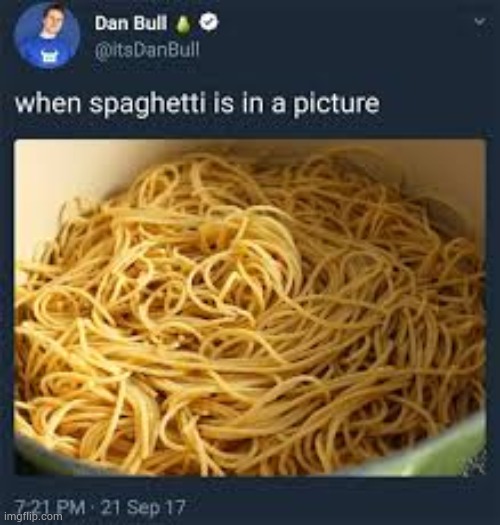 When spaghetti is in a picture | image tagged in spaghetti,food,picture,dan bull | made w/ Imgflip meme maker