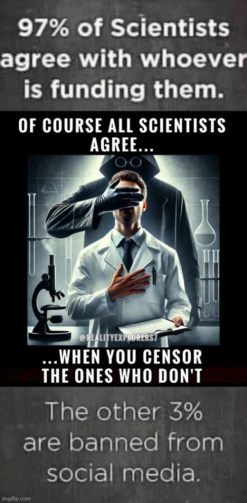 Censorship of Scientists | image tagged in science,censored | made w/ Imgflip meme maker