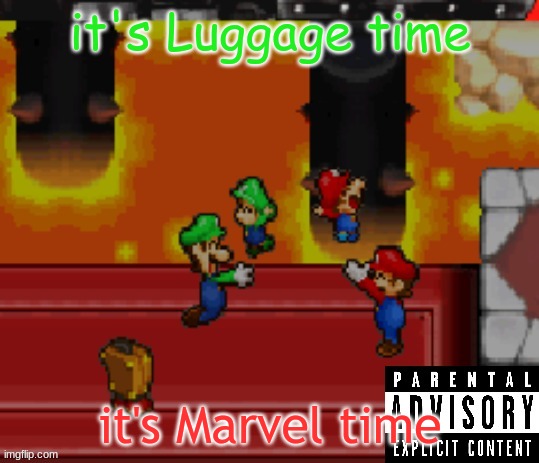 best album cover ever | it's Luggage time; it's Marvel time | image tagged in best album cover ever | made w/ Imgflip meme maker