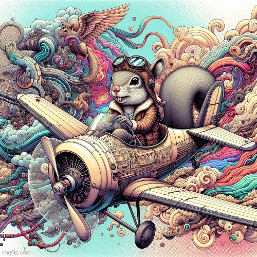 squril flying  plane | image tagged in stuff,ai | made w/ Imgflip meme maker