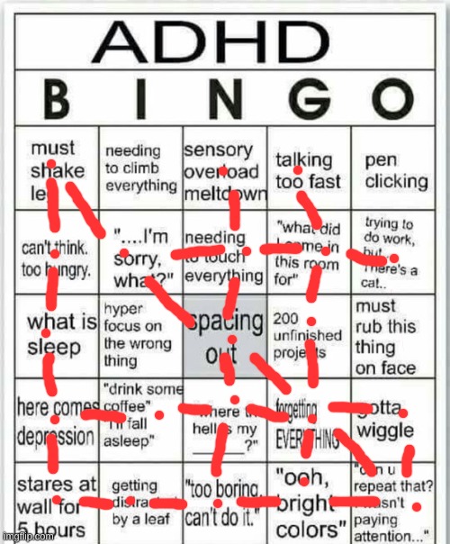 wehjgrfndcgbvdxbgvdb fgvb dfngved gvdx v | image tagged in adhd bingo | made w/ Imgflip meme maker