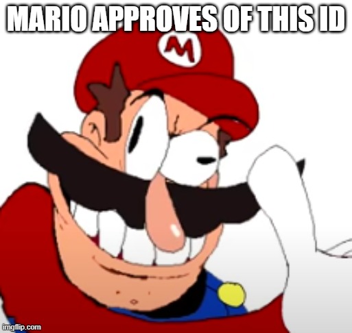 mario approves | MARIO APPROVES OF THIS ID | image tagged in mario approves | made w/ Imgflip meme maker