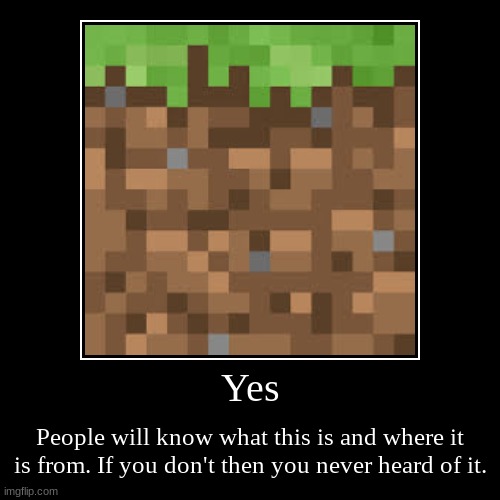 Yes | People will know what this is and where it is from. If you don't then you never heard of it. | image tagged in funny,demotivationals | made w/ Imgflip demotivational maker