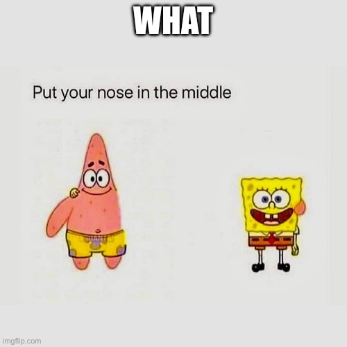 Put ur nose in the middle | WHAT | image tagged in spongebob,nose,funny | made w/ Imgflip meme maker