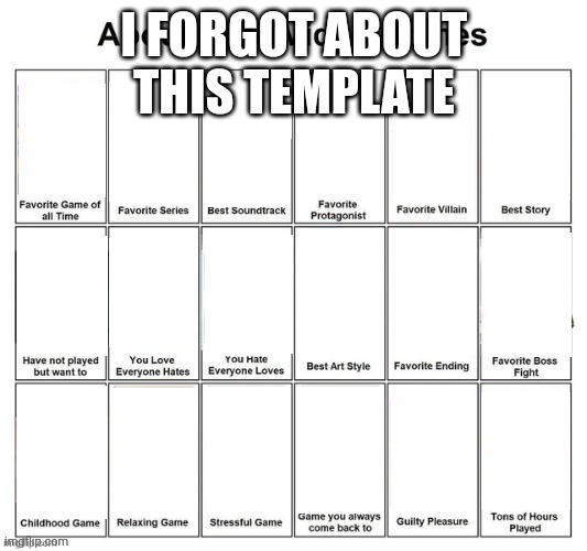 About you: video games | I FORGOT ABOUT THIS TEMPLATE | image tagged in about you video games | made w/ Imgflip meme maker