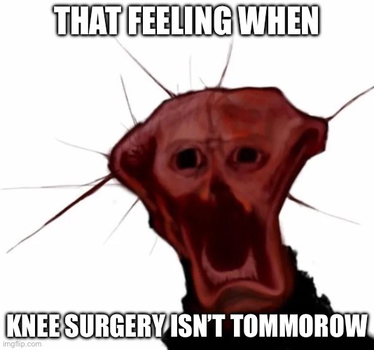 I don’t even know | THAT FEELING WHEN; KNEE SURGERY ISN’T TOMORROW | image tagged in the cringing one,cringe | made w/ Imgflip meme maker