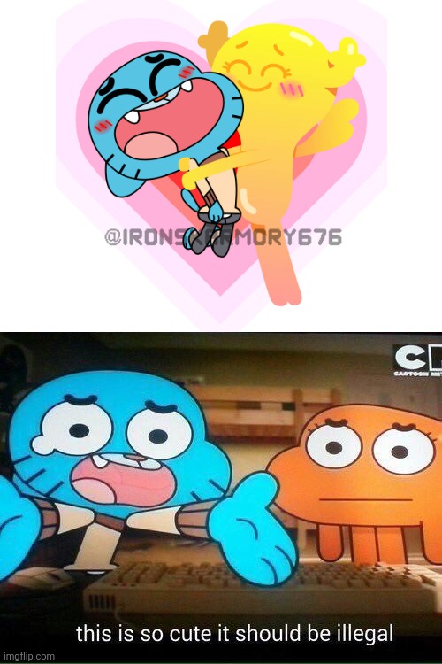 Penny hugging Gumball | image tagged in this is so cute it should be illegal,gumball watterson,penny fitzgerald,memes,the amazing world of gumball | made w/ Imgflip meme maker