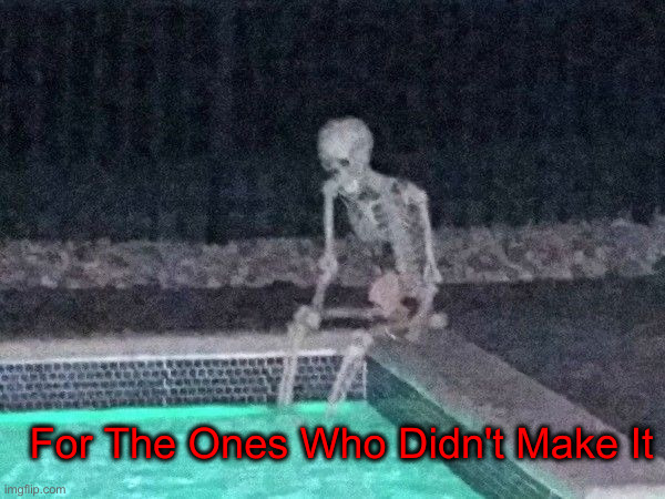 Skeleton pool | For The Ones Who Didn't Make It | image tagged in skeleton pool | made w/ Imgflip meme maker