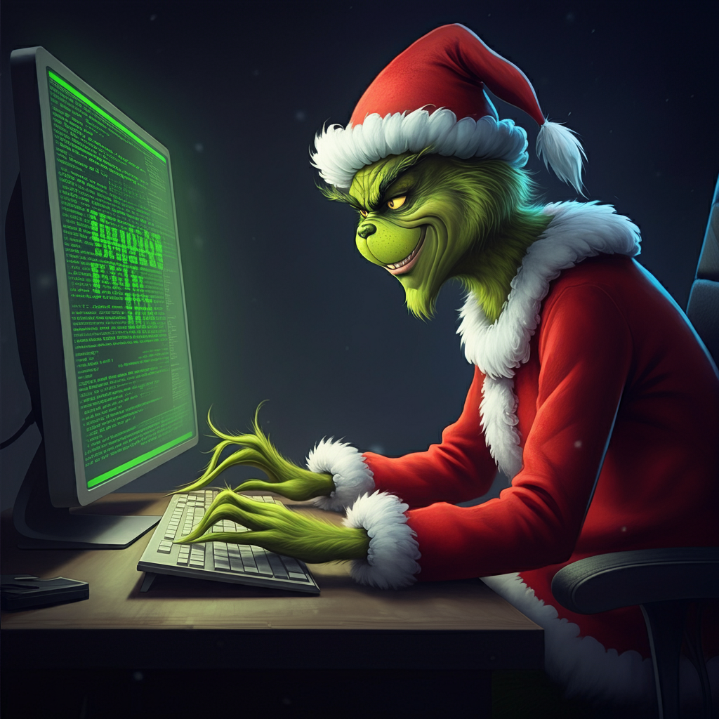 Grinch at Computer Blank Meme Template