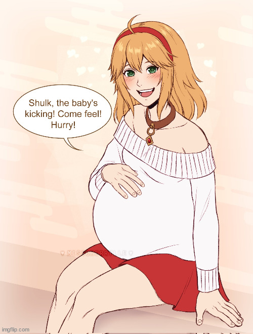 God i love this artist so much (by Misscherrylle) | image tagged in art,xenoblade chronicles,pregnant,cute | made w/ Imgflip meme maker