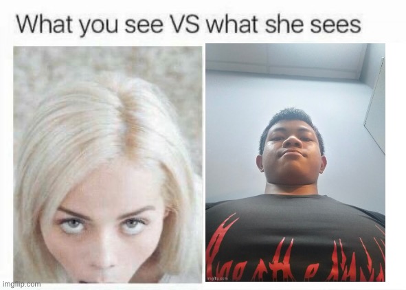 What you see vs what she sees | image tagged in what you see vs what she sees | made w/ Imgflip meme maker