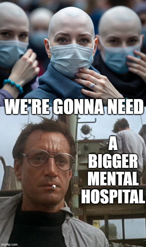 It's time we stop celebrating mental illnesses and start treating them | WE'RE GONNA NEED; A BIGGER MENTAL HOSPITAL | image tagged in 4b movement women,jaws | made w/ Imgflip meme maker