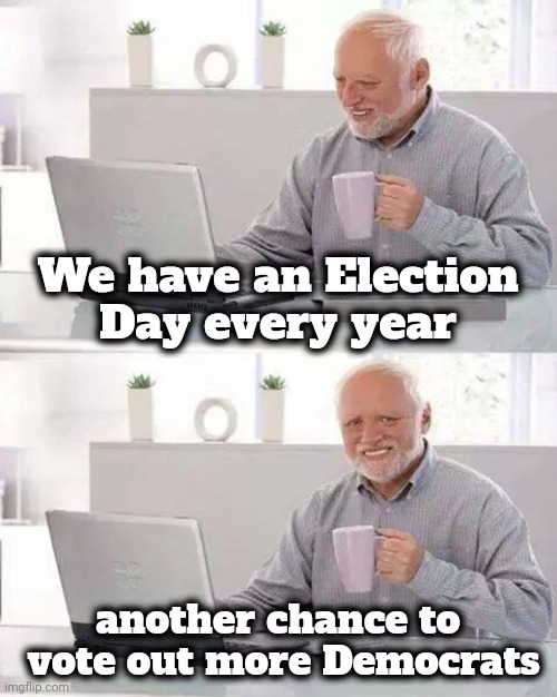 They Really have to go | We have an Election
Day every year; another chance to
 vote out more Democrats | image tagged in memes,hide the pain harold,democrats,traitors,america,party of hate | made w/ Imgflip meme maker