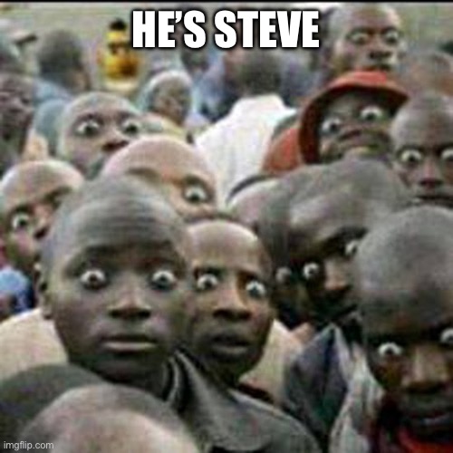 HE’S STEVE | image tagged in these how people look when they see soldiers passing by | made w/ Imgflip meme maker