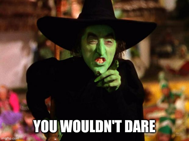 wicked witch  | YOU WOULDN'T DARE | image tagged in wicked witch | made w/ Imgflip meme maker