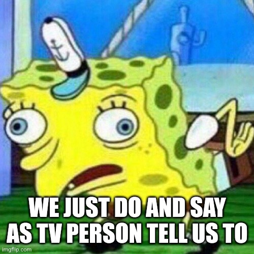 WE JUST DO AND SAY AS TV PERSON TELL US TO | image tagged in triggerpaul | made w/ Imgflip meme maker