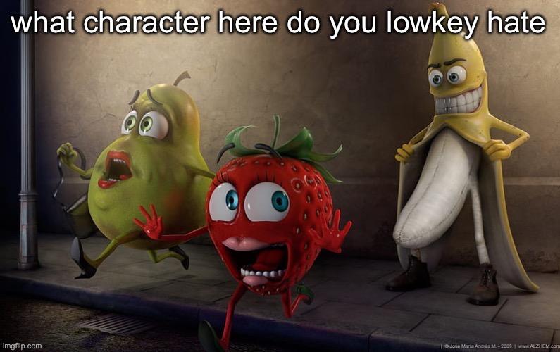 awesome template  | what character here do you lowkey hate | image tagged in flashing banana | made w/ Imgflip meme maker