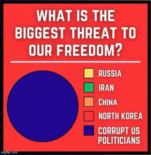 The biggest threats to American freedom | image tagged in biggest threat,to our freedom,corrupt politicians,propaganda,msm | made w/ Imgflip meme maker