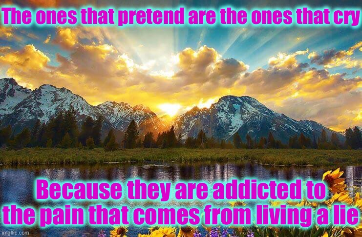 The ones that pretend are the ones that cry; Because they are addicted to the pain that comes from living a lie | image tagged in facts,true story bro,fraud,fake people,losers,funny not funny | made w/ Imgflip meme maker