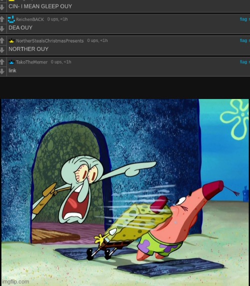 bro ruined the chain | image tagged in squidward screaming | made w/ Imgflip meme maker