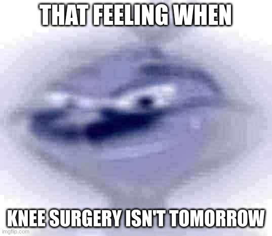 grinch | THAT FEELING WHEN; KNEE SURGERY ISN'T TOMORROW | image tagged in dark blue grinch | made w/ Imgflip meme maker