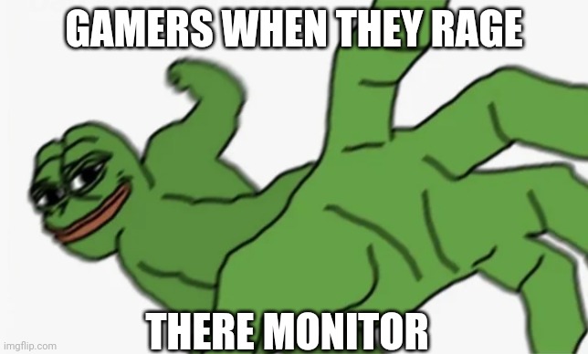 pepe punch | GAMERS WHEN THEY RAGE; THERE MONITOR | image tagged in pepe punch | made w/ Imgflip meme maker