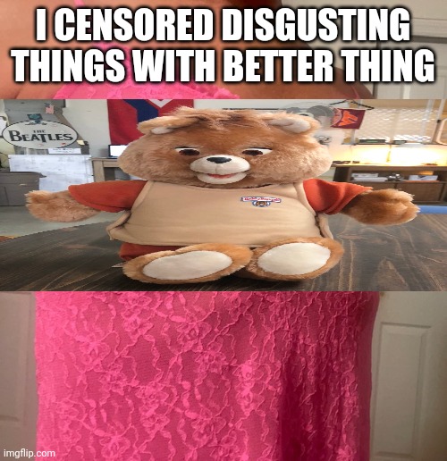 Teddy Ruxpin is so cool | I CENSORED DISGUSTING THINGS WITH BETTER THING | image tagged in robert strus | made w/ Imgflip meme maker