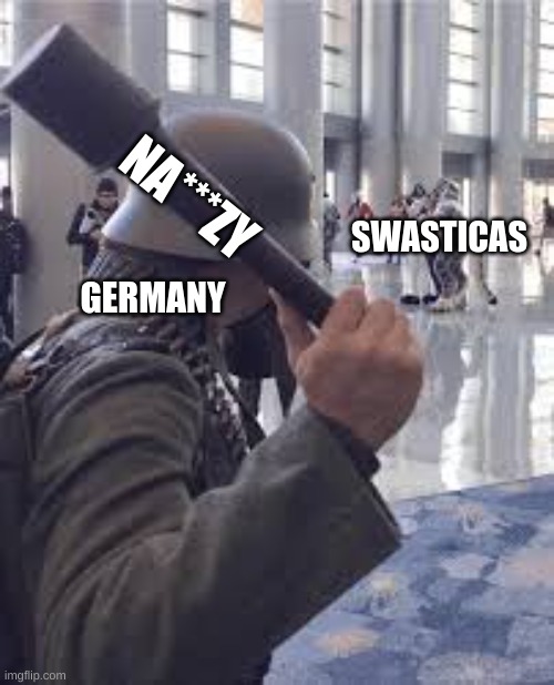 German soldier throwing grenade at furries | NA***ZY SWASTICAS GERMANY | image tagged in german soldier throwing grenade at furries | made w/ Imgflip meme maker