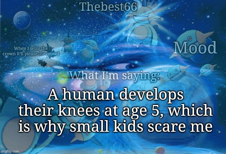 A human develops their knees at age 5, which is why small kids scare me | made w/ Imgflip meme maker