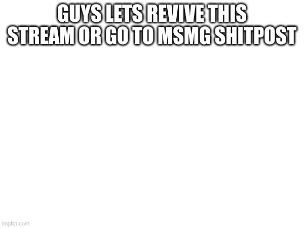 GUYS LETS REVIVE THIS STREAM OR GO TO MSMG SHITPOST | made w/ Imgflip meme maker