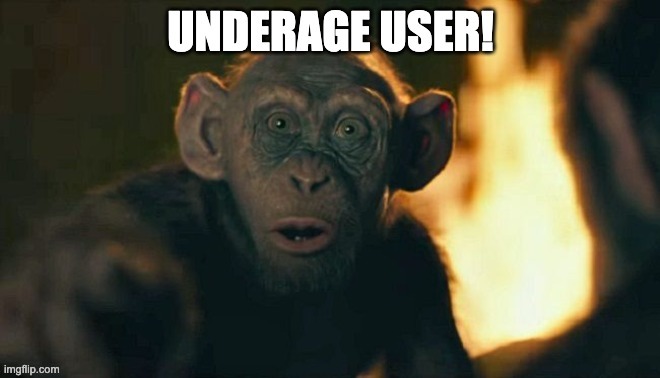 underage user! | image tagged in underage user | made w/ Imgflip meme maker