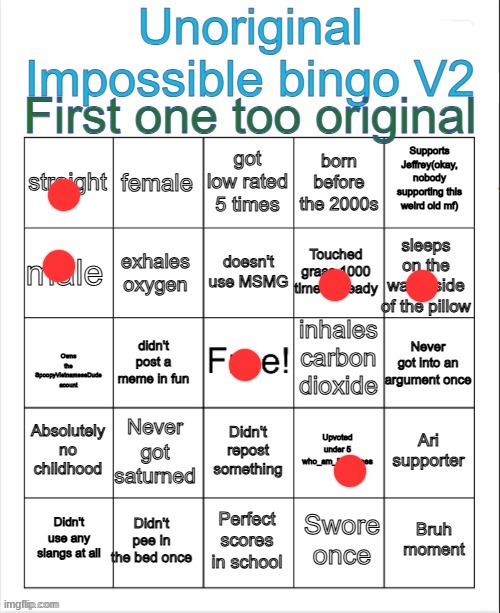 I have the infinity stones, but i do not have the gauntlet. | image tagged in spoopyvietnamesedude's unoriginal impossible bingo v2 | made w/ Imgflip meme maker