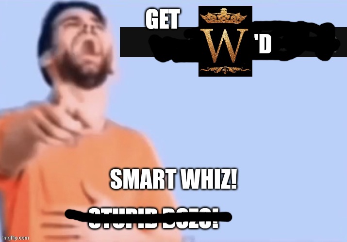 'D SMART WHIZ! | image tagged in get low rated stupid bozo | made w/ Imgflip meme maker