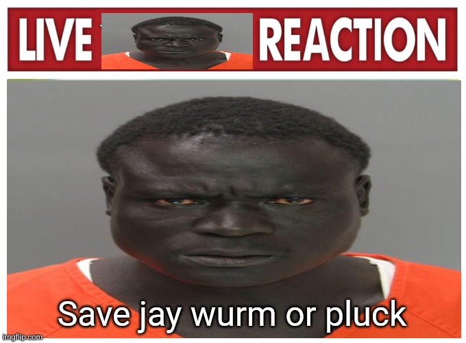 live convict reaction | Save jay wurm or pluck | image tagged in live convict reaction | made w/ Imgflip meme maker
