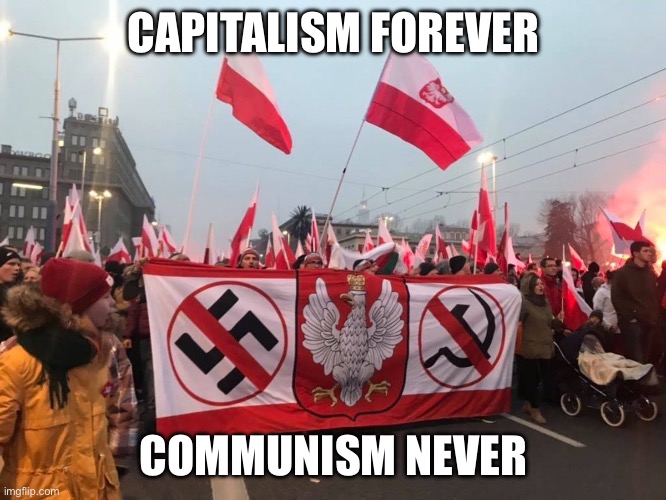 Be Poland | CAPITALISM FOREVER; COMMUNISM NEVER | image tagged in be poland | made w/ Imgflip meme maker