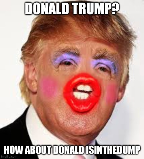 Donald Tramp | DONALD TRUMP? HOW ABOUT DONALD ISINTHEDUMP | image tagged in donald tramp | made w/ Imgflip meme maker