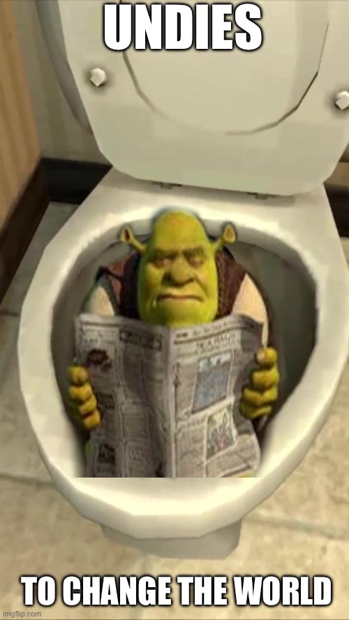 Skibidi is love Toilet is life | UNDIES; TO CHANGE THE WORLD | image tagged in skibidi toilet,meme,shrek,dreamworks,toilet | made w/ Imgflip meme maker