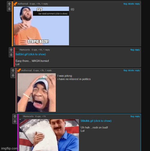 average politics stream boomer: (also this is why i never go to politics stream) | made w/ Imgflip meme maker