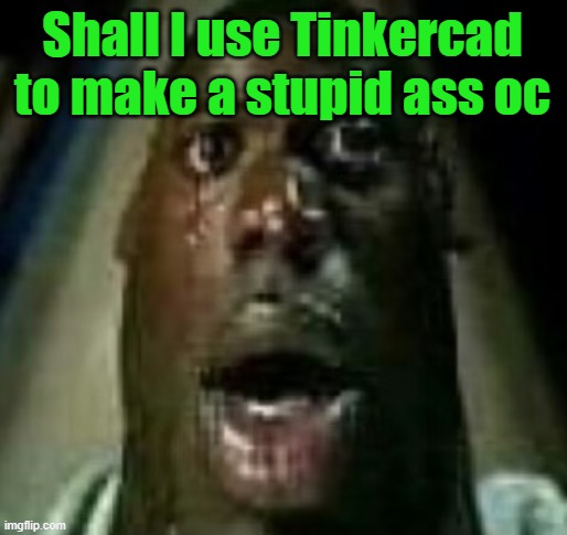 terror | Shall I use Tinkercad to make a stupid ass oc | image tagged in terror | made w/ Imgflip meme maker