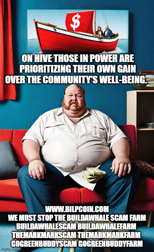 ON HIVE THOSE IN POWER ARE PRIORITIZING THEIR OWN GAIN OVER THE COMMUNITY'S WELL-BEING. WWW.BILPCOIN.COM

WE MUST STOP THE BUILDAWHALE SCAM FARM

BUILDAWHALESCAM BUILDAWHALEFARM 

THEMARKMARKSCAM THEMARKMARKFARM 

GOGREENBUDDYSCAM GOGREENBUDDYFARM | made w/ Imgflip meme maker