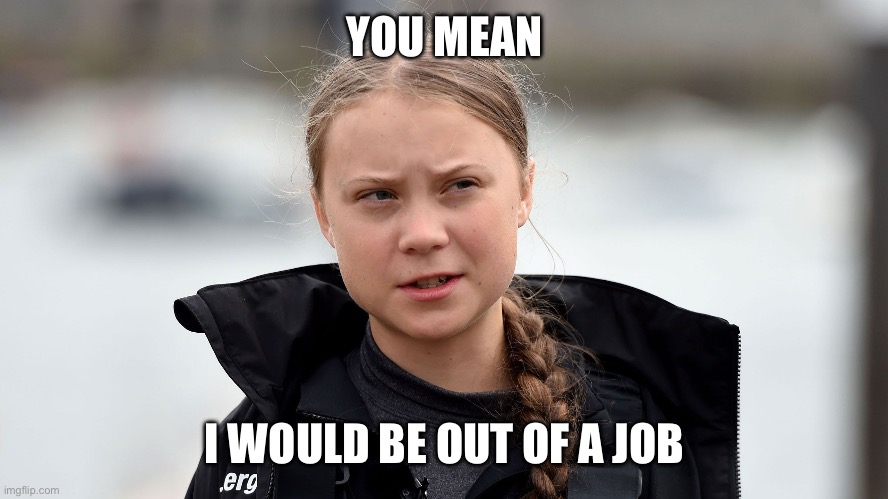 Greta Thunberg whatchu talkin about, Willis | YOU MEAN I WOULD BE OUT OF A JOB | image tagged in greta thunberg whatchu talkin about willis | made w/ Imgflip meme maker