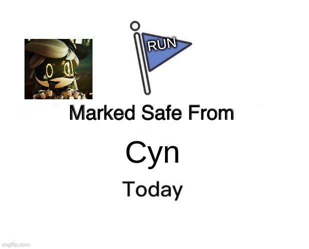 Marked Safe From | RUN; Cyn | image tagged in memes,marked safe from | made w/ Imgflip meme maker