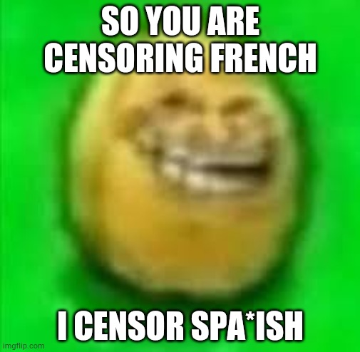 SO YOU ARE CENSORING FRENCH; I CENSOR SPA*ISH | made w/ Imgflip meme maker