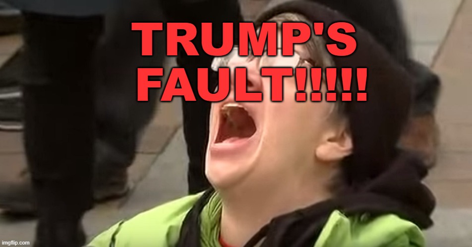 TRUMP'S 
FAULT!!!!! | image tagged in liberal tears | made w/ Imgflip meme maker