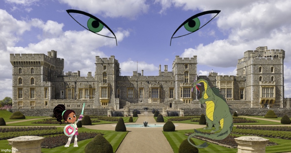 Nella vs. Singe the Dragon | image tagged in nickelodeon,nick jr,castle,dragon,princess,good vs evil | made w/ Imgflip meme maker