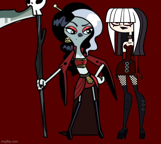 The Death and Crimson | image tagged in the death,crimson,goth girl,goth girls,chuck chicken,total drama | made w/ Imgflip meme maker