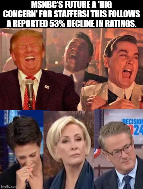 Self-righteous media that feels they are entitled to lie to the ignorant! | MSNBC'S FUTURE A 'BIG CONCERN' FOR STAFFERS! THIS FOLLOWS A REPORTED 53% DECLINE IN RATINGS. | image tagged in fake history,fake news,entitlement,losers | made w/ Imgflip meme maker