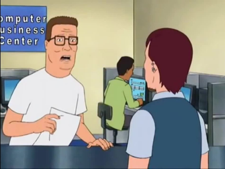 Hank at the computer lab Blank Meme Template