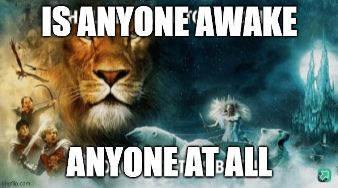 The lion, the witch, and the audacity of this bitch | IS ANYONE AWAKE; ANYONE AT ALL | image tagged in the lion the witch and the audacity of this bitch | made w/ Imgflip meme maker