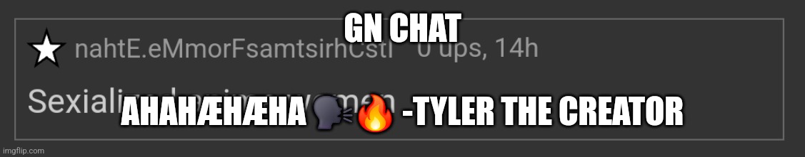 GN CHAT; AHAHÆHÆHA 🗣🔥 -TYLER THE CREATOR | made w/ Imgflip meme maker